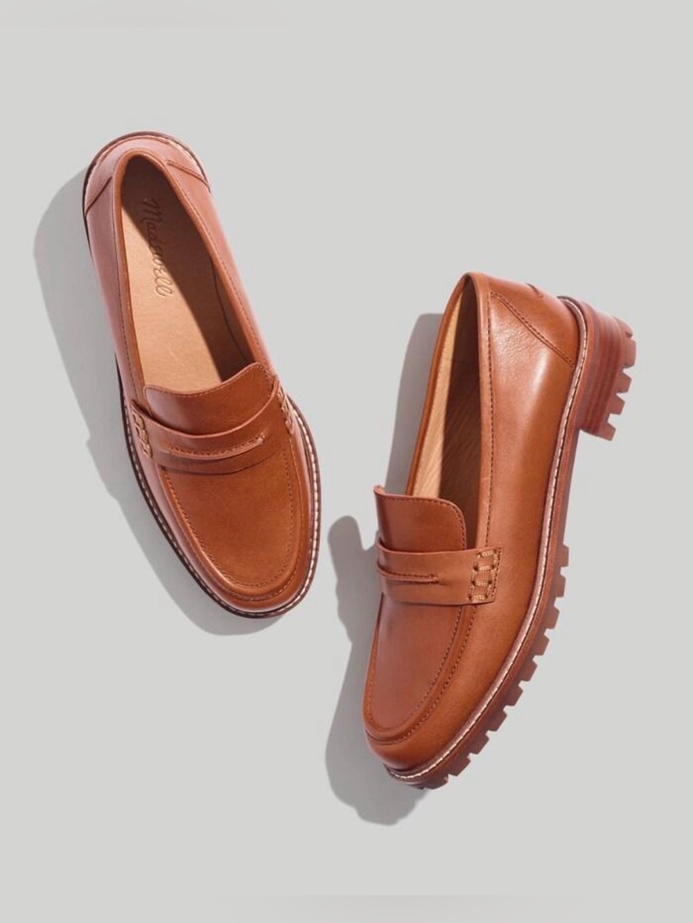 NWOT Madewell Corinne Lugsole Penny Loafers Dried Maple Leather 8.5 - Picture 3 of 8